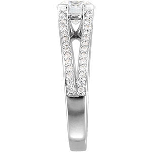 Continuum Sterling Silver Cubic Zirconia & 1/4 CTW Diamond Engagement Ring , Size 7