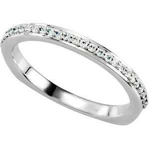 14k White Gold 1/8 CTW Diamond Band, Size 7