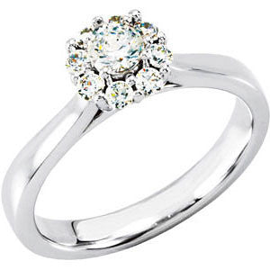 14k White Gold 1/2 CTW Diamond Halo-Style Cluster Engagement Ring, Size 7