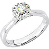 1/2 CTTW Halo-Styled Cluster Engagement Ring in 14k White Gold ( Size 6 )
