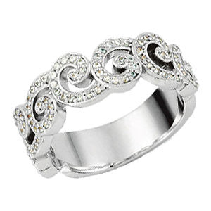 14k White Gold 1/2 CTW Diamond Anniversary Band, Size 7
