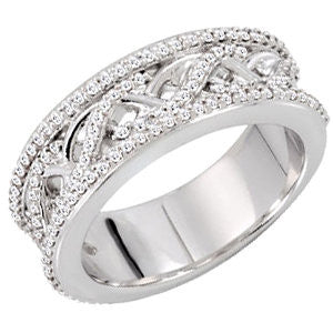 14k White Gold 1/2 CTW Diamond Anniversary Band, Size 7