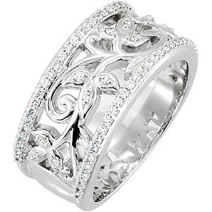 14k White Gold 3/8 CTW Diamond Anniversary Band, Size 7