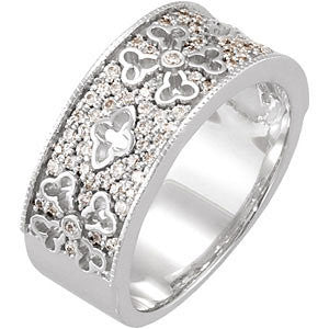 14k White Gold 3/8 CTW Diamond Etruscan Anniversary Band, Size 7