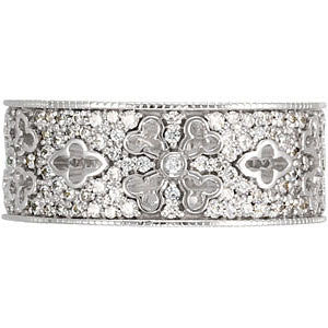 14k White Gold 3/8 CTW Diamond Etruscan Anniversary Band, Size 7