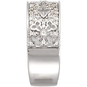 14k White Gold 3/8 CTW Diamond Etruscan Anniversary Band, Size 7