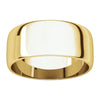10k Yellow Gold 8mm Half Round Light Band, Size 8