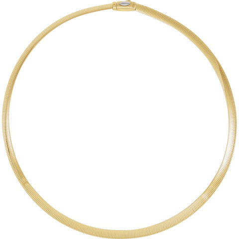 6 mm Two Tone Reversible Omega Chain in 14k White and Yellow Gold ( 18 Inch )
