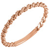 14k Rose Gold 2mm Twisted Rope Band, Size 7