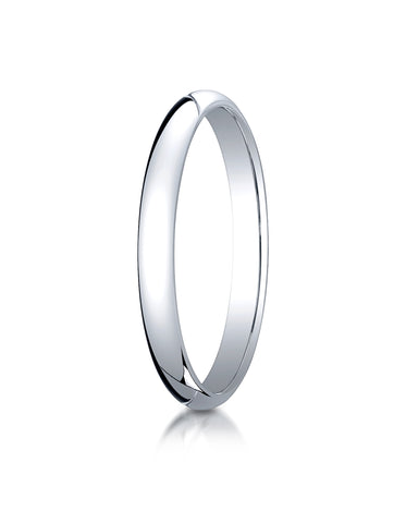 Benchmark 14K White Gold 2.5mm Slightly Domed Traditional Oval Wedding Band Ring (Sizes 4 - 15 )