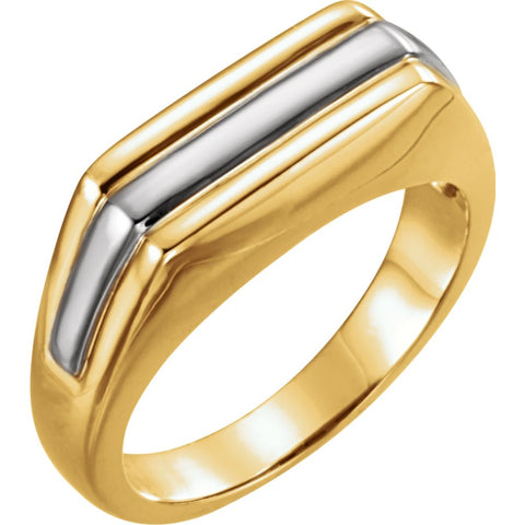 14K Yellow & White Two-Tone Men's Ring, Size 11