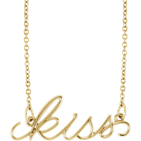 14k Yellow Gold "Kiss" 16.5" Necklace