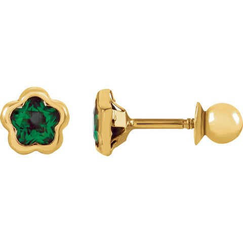 14k Yellow Gold May CZ Birthstone Earrings with Screw Backs
