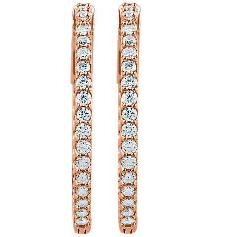 14k Rose Gold 1 CTW Diamond Inside/Outside Hoop Earrings