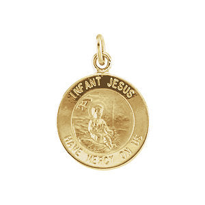 14k Yellow Gold 12mm Infant Jesus Medal