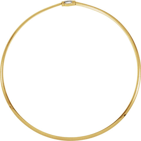 14K Yellow & White 4mm Two-Tone Reversible Omega 18" Chain