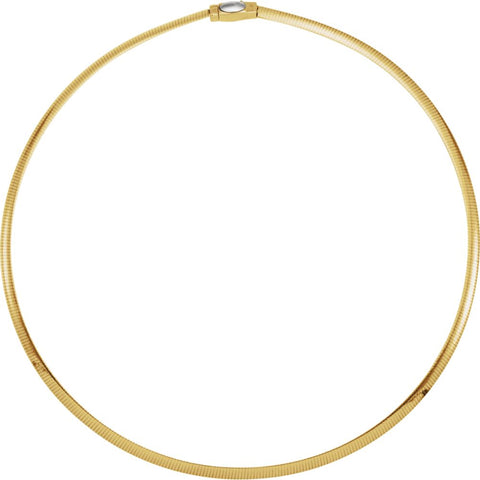 14K Yellow & White 4mm Two-Tone Reversible Omega 16" Chain