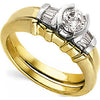 Two Tone Round Center Engagement Ring Set in 14k Yellow Gold ( Size 6 )