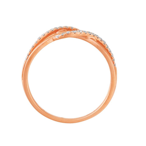 14k Rose Gold with White Rhodium Plating 1/8 CTW Diamond Ring , Size 7