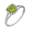 14k White Gold Peridot & 0.05 ctw. Diamond Ring, Size 7