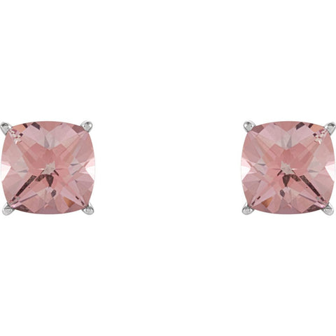 14k White Gold Pink Topaz Earrings