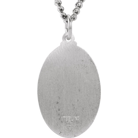 Sterling Silver 23.75x16.25mm Oval St. Jude Thaddeus 24" Necklace