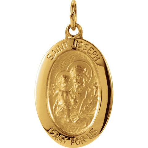 14k Yellow Gold 18.75x13.5mm St. Joseph Oval Medal