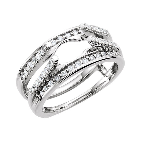 14k White Gold 1/2 CTW Diamond Ring Guard, Size 7