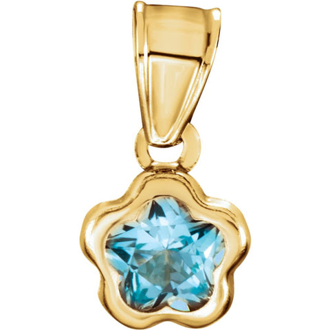 14k Yellow Gold December CZ Birthstone Pendant