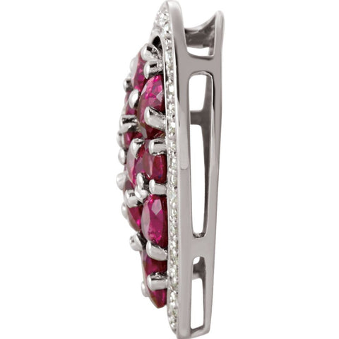 14k White Gold Brazilian Garnet & 1/10 CTW Diamond Pendant