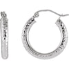 Diamond Cut Hoop Earrings in 14K White Gold