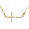 14k Yellow Gold 1/10 ctw. Diamond Sideways Cross 16-18-inch Necklace