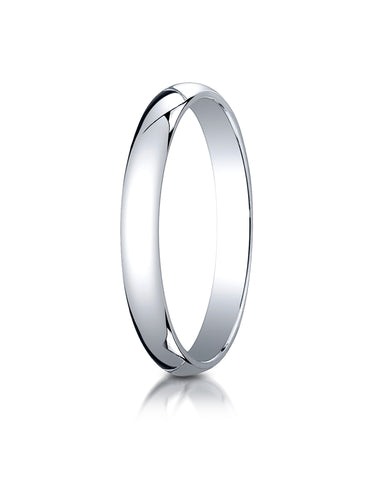Benchmark 14K White Gold 3mm Slightly Domed Traditional Oval Wedding Band Ring (Sizes 4 - 15 )