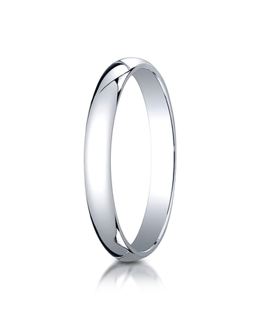 Benchmark 10K White Gold 3mm Slightly Domed Traditional Oval Wedding Band Ring (Sizes 4 - 15 )