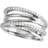 14k White Gold Criss Cross Ring, Size 7