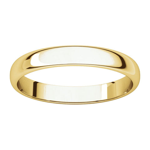 10k Yellow Gold 3mm Half Round Light Band, Size 6
