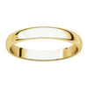 10k Yellow Gold 3mm Half Round Light Band, Size 11