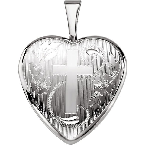 Sterling Silver Heart Locket with Cross