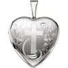 Heart Locket with Cross in Sterling Silver