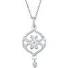 Granulated Design Fashion Dangle Necklace in 14k White Gold ( 18 Inch Chain )