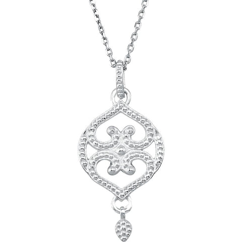 Sterling Silver Granulated Design 18" Necklace