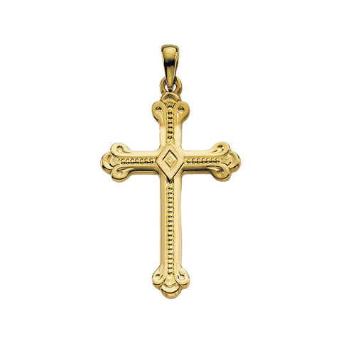 14k Yellow Gold 32x22mm Cross Pendant