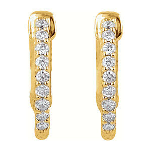 14k Yellow Gold 1/4 CTW Diamond Inside/Outside Hoop Earrings