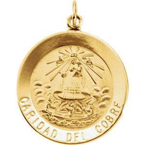 14k Yellow Gold 22mm Round Caridad del Cobre Medal