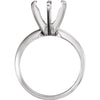 14k White Gold 9.1-9.7mm Round Pre-Notched 6-Prong Solitaire Ring Mounting, Size 6
