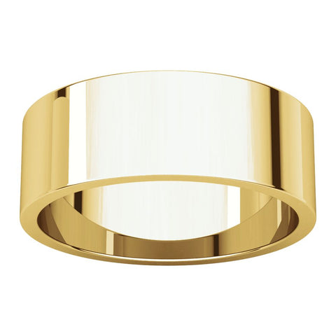 14k Yellow Gold 7mm Flat Band, Size 9