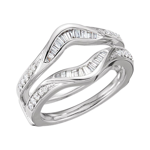 14k White Gold 1/2 CTW Diamond Ring Guard, Size 7
