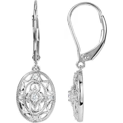 Sterling Silver 1/10 CTW Diamond Lever Back Earrings