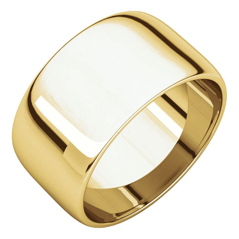 14k Yellow Gold 10mm Half Round Light Band, Size 7
