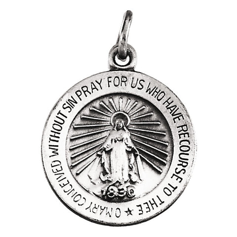 14k White Gold 18mm Miraculous Medal